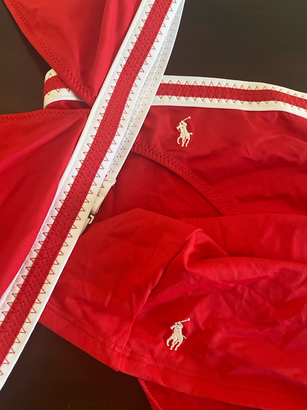 Ralph Lauren Vintage Y2K Red White Bikini Swim Skirt 3 Piece Set Sz L - Picture 9 of 16